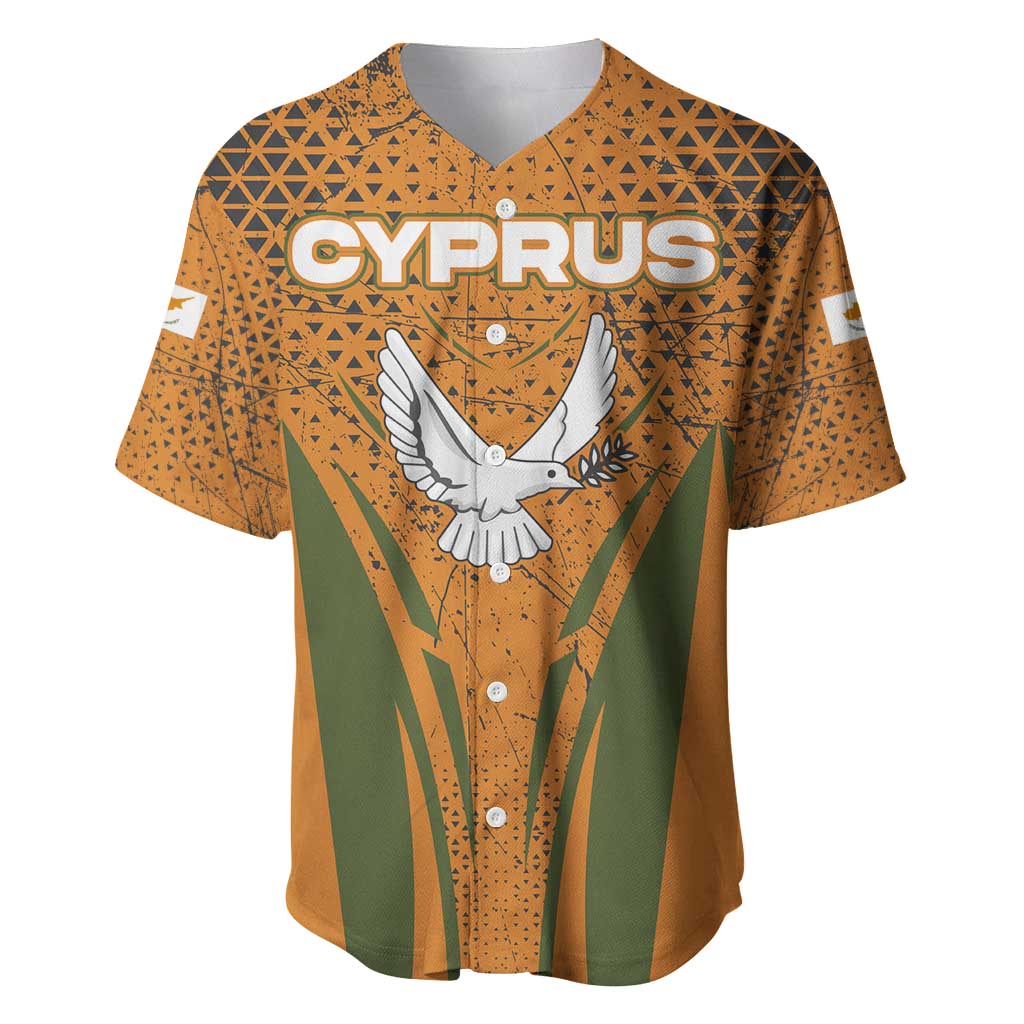 Cyprus Baseball Jersey with Orange Green Grunge Design and Peace Dove Emblem - Wonder Print Shop