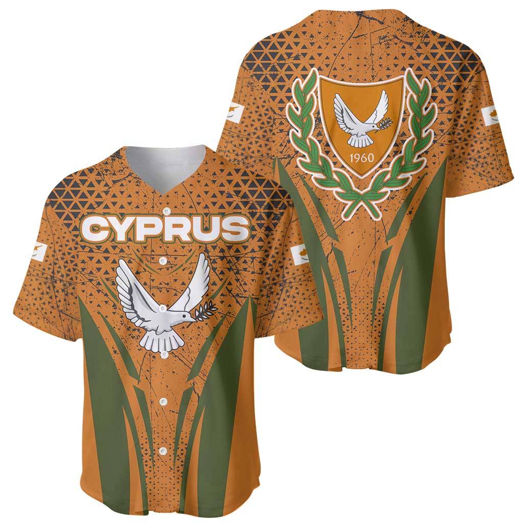 Cyprus Baseball Jersey with Orange Green Grunge Design and Peace Dove Emblem - Wonder Print Shop
