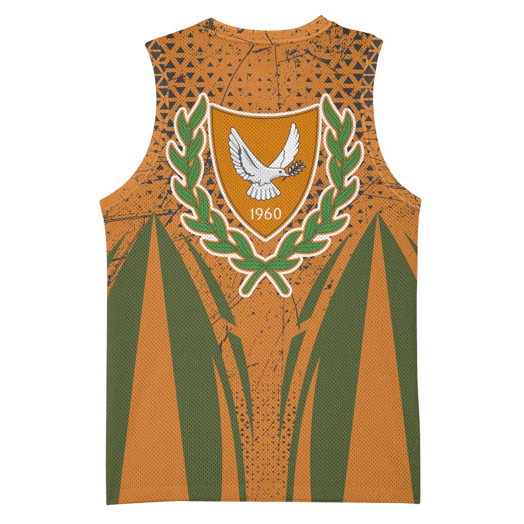 Cyprus Basketball Jersey with Orange Green Grunge Design and Peace Dove Emblem - Wonder Print Shop