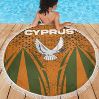 Cyprus Beach Blanket with Orange Green Grunge Design and Peace Dove Emblem - Wonder Print Shop