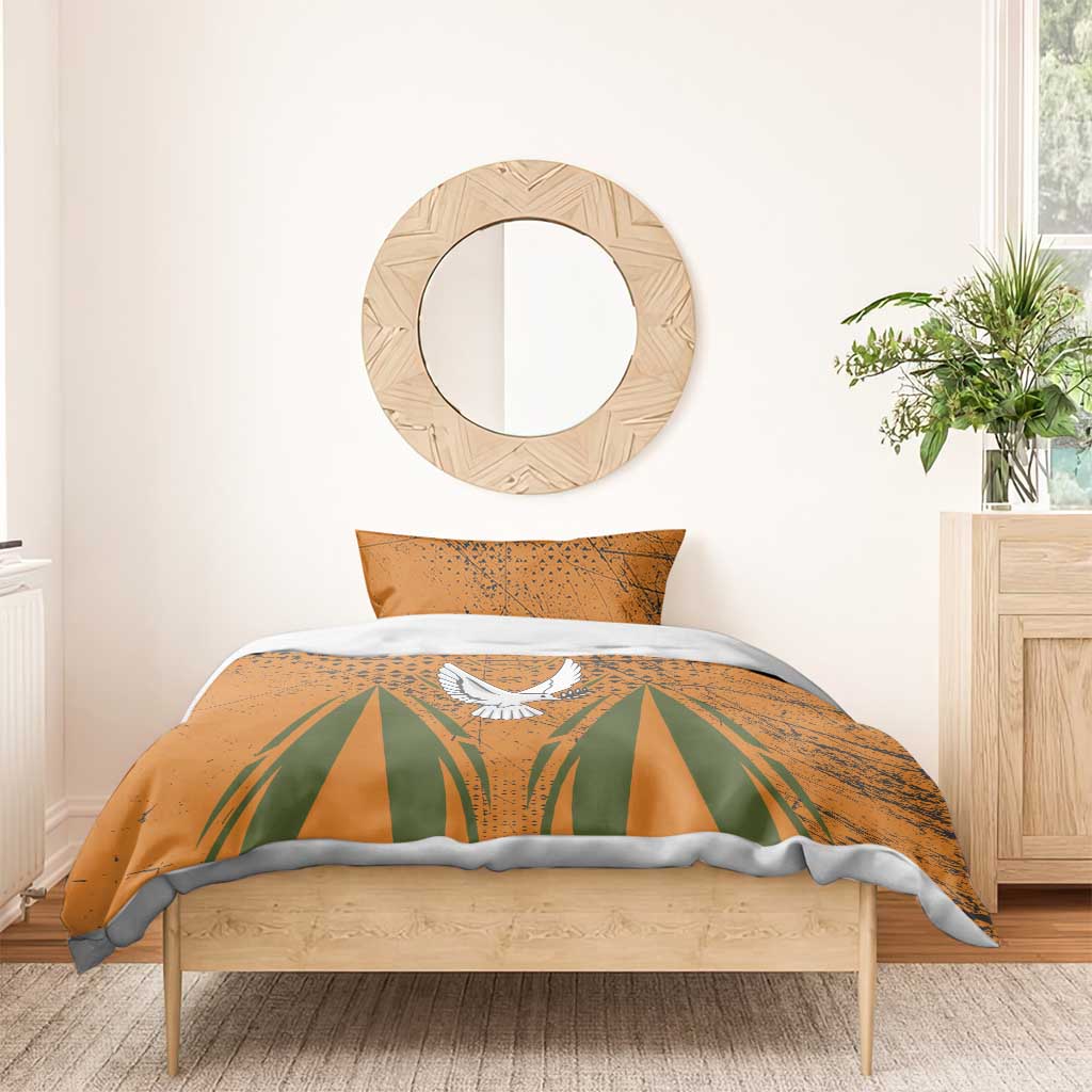 Cyprus Bedding Set with Orange Green Grunge Design and Peace Dove Emblem - Wonder Print Shop