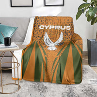 Cyprus Blanket with Orange Green Grunge Design and Peace Dove Emblem - Wonder Print Shop