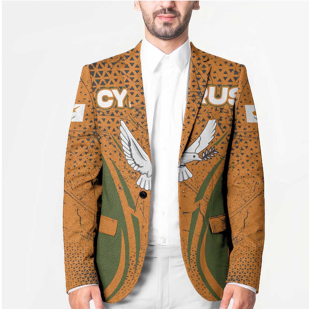 Cyprus Blazer with Orange Green Grunge Design and Peace Dove Emblem - Wonder Print Shop