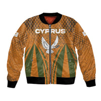 Cyprus Bomber Jacket with Orange Green Grunge Design and Peace Dove Emblem - Wonder Print Shop