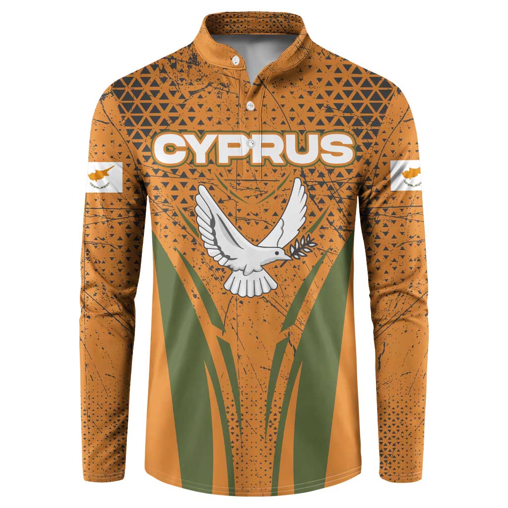 Cyprus Button Sweatshirt with Orange Green Grunge Design and Peace Dove Emblem - Wonder Print Shop