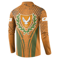 Cyprus Button Sweatshirt with Orange Green Grunge Design and Peace Dove Emblem - Wonder Print Shop