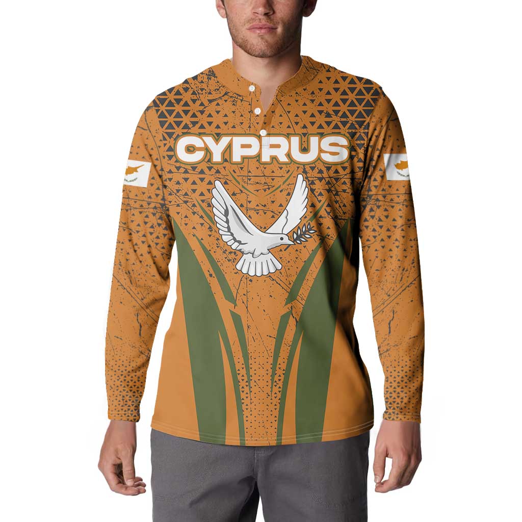 Cyprus Button Sweatshirt with Orange Green Grunge Design and Peace Dove Emblem - Wonder Print Shop