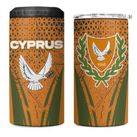 Cyprus 4 in 1 Can Cooler Tumbler with Orange Green Grunge Design and Peace Dove Emblem - Wonder Print Shop