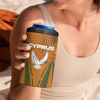 Cyprus 4 in 1 Can Cooler Tumbler with Orange Green Grunge Design and Peace Dove Emblem - Wonder Print Shop