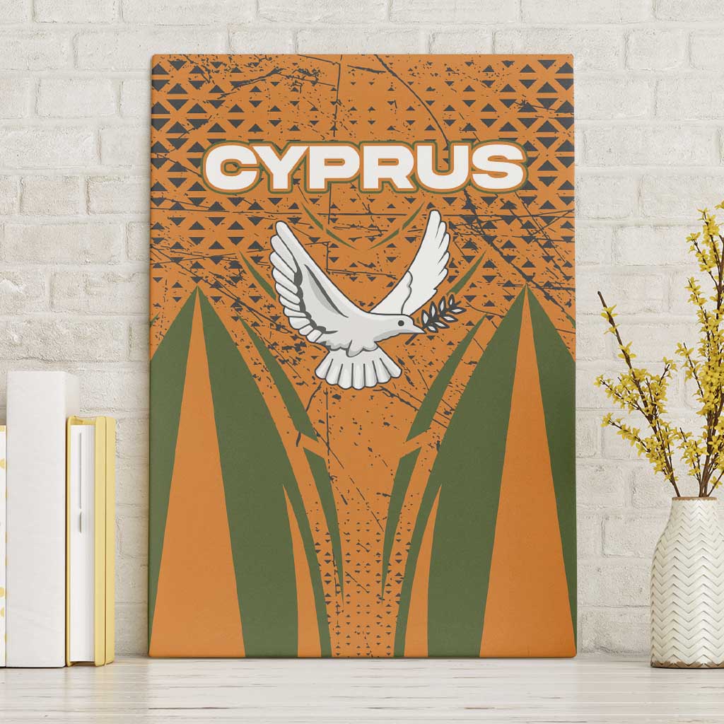 Cyprus Canvas Wall Art with Orange Green Grunge Design and Peace Dove Emblem - Wonder Print Shop