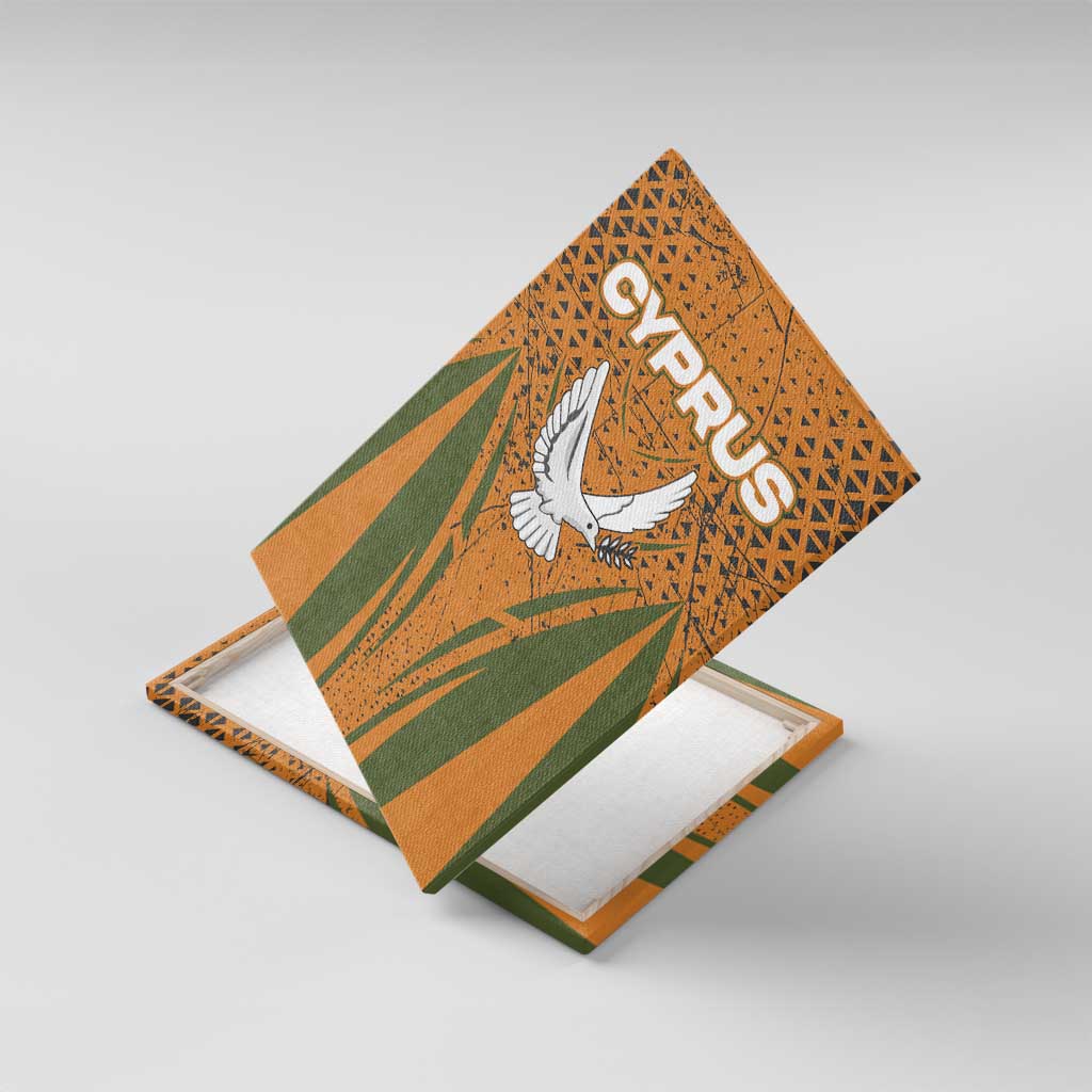Cyprus Canvas Wall Art with Orange Green Grunge Design and Peace Dove Emblem - Wonder Print Shop