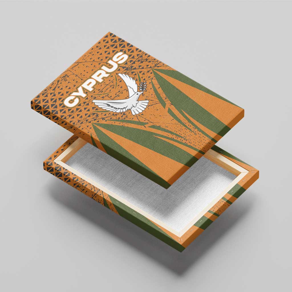 Cyprus Canvas Wall Art with Orange Green Grunge Design and Peace Dove Emblem - Wonder Print Shop