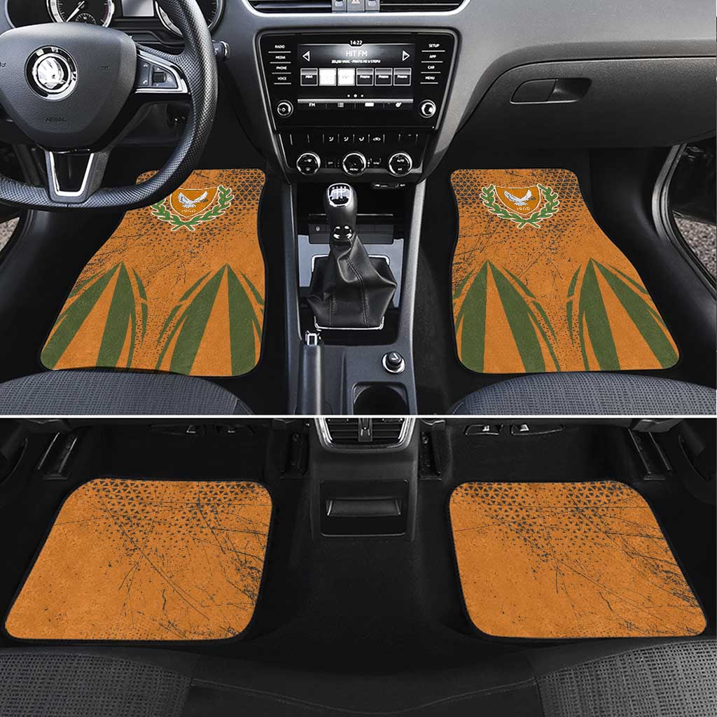 Cyprus Car Mats with Orange Green Grunge Design and Peace Dove Emblem - Wonder Print Shop
