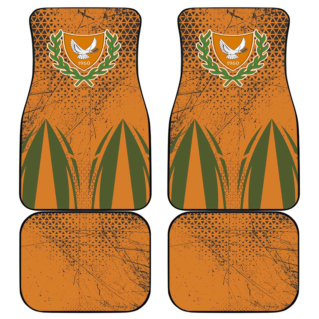Cyprus Car Mats with Orange Green Grunge Design and Peace Dove Emblem - Wonder Print Shop