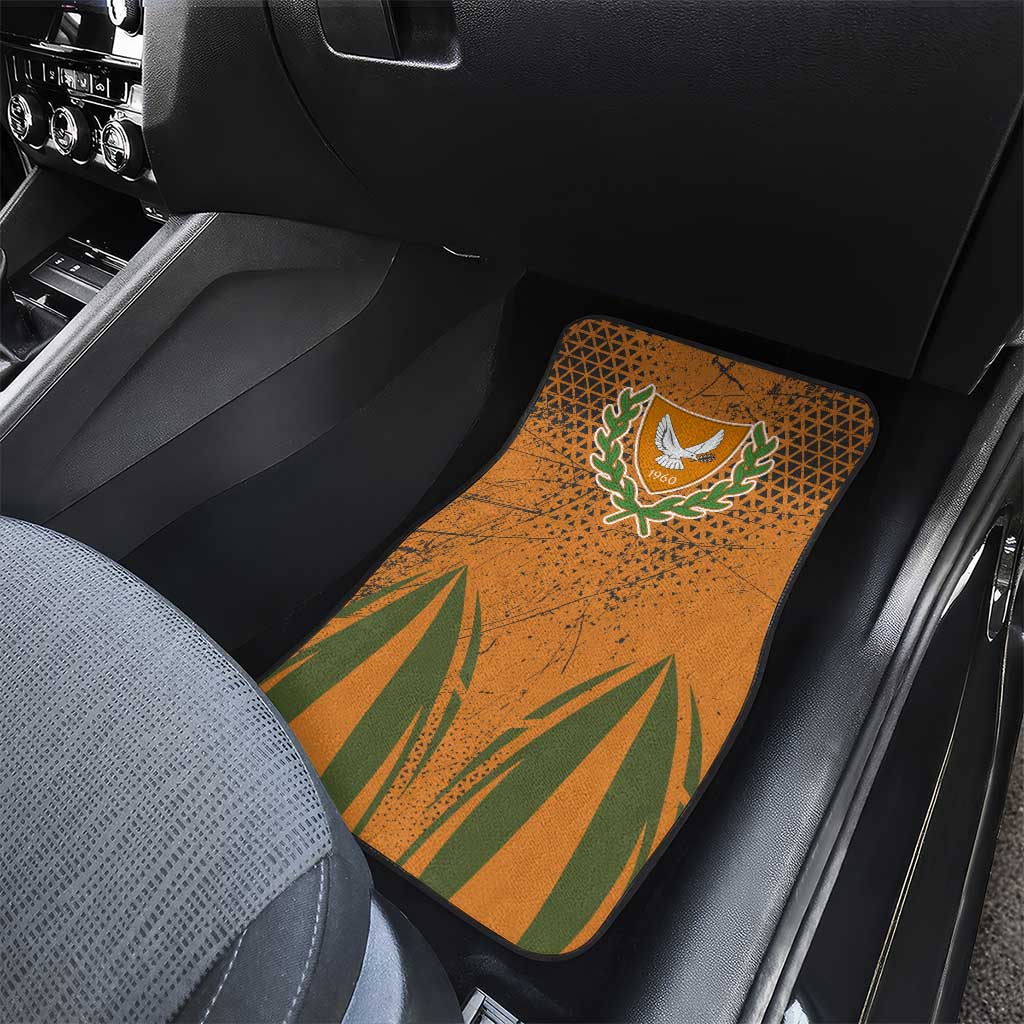 Cyprus Car Mats with Orange Green Grunge Design and Peace Dove Emblem - Wonder Print Shop