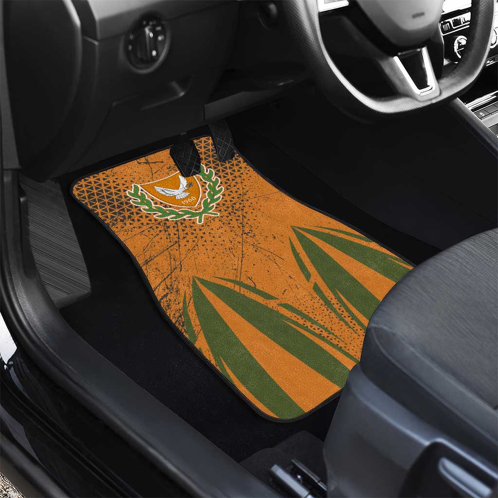 Cyprus Car Mats with Orange Green Grunge Design and Peace Dove Emblem - Wonder Print Shop