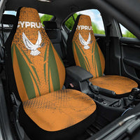 Cyprus Car Seat Cover with Orange Green Grunge Design and Peace Dove Emblem - Wonder Print Shop