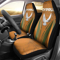Cyprus Car Seat Cover with Orange Green Grunge Design and Peace Dove Emblem - Wonder Print Shop