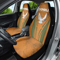 Cyprus Car Seat Cover with Orange Green Grunge Design and Peace Dove Emblem - Wonder Print Shop