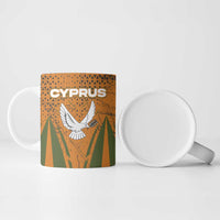 Cyprus Ceramic Mug with Orange Green Grunge Design and Peace Dove Emblem - Wonder Print Shop