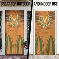 Cyprus Door Cover with Orange Green Grunge Design and Peace Dove Emblem - Wonder Print Shop