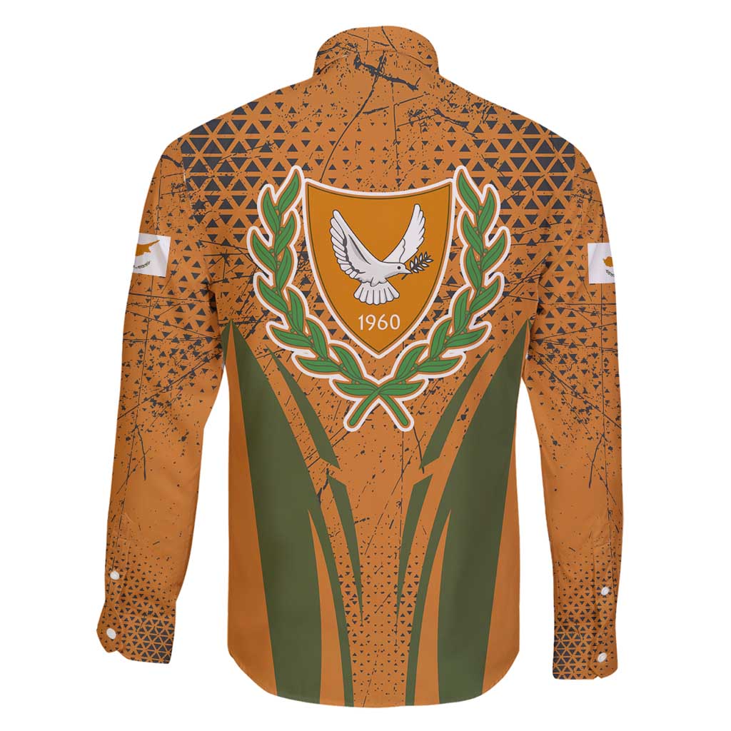 Cyprus Family Matching Long Sleeve Bodycon Dress and Hawaiian Shirt with Orange Green Grunge Design and Peace Dove Emblem - Wonder Print Shop