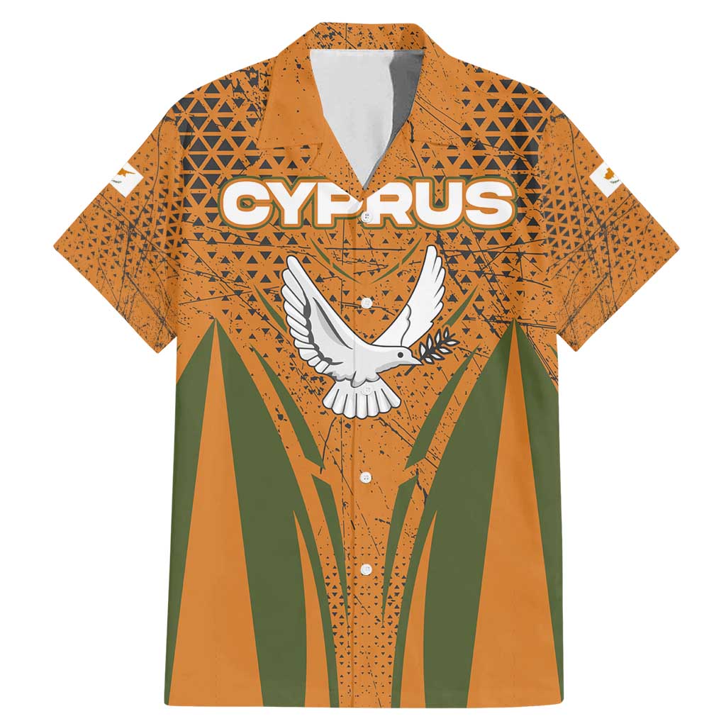 Cyprus Family Matching Mermaid Dress and Hawaiian Shirt with Orange Green Grunge Design and Peace Dove Emblem - Wonder Print Shop