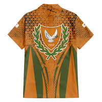 Cyprus Family Matching Off The Shoulder Long Sleeve Dress and Hawaiian Shirt with Orange Green Grunge Design and Peace Dove Emblem - Wonder Print Shop