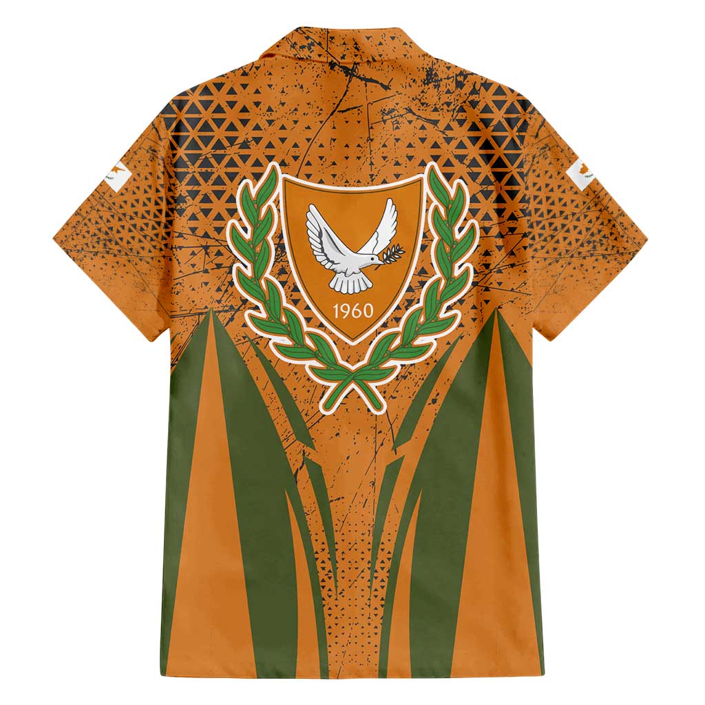 Cyprus Family Matching Puletasi and Hawaiian Shirt with Orange Green Grunge Design and Peace Dove Emblem - Wonder Print Shop
