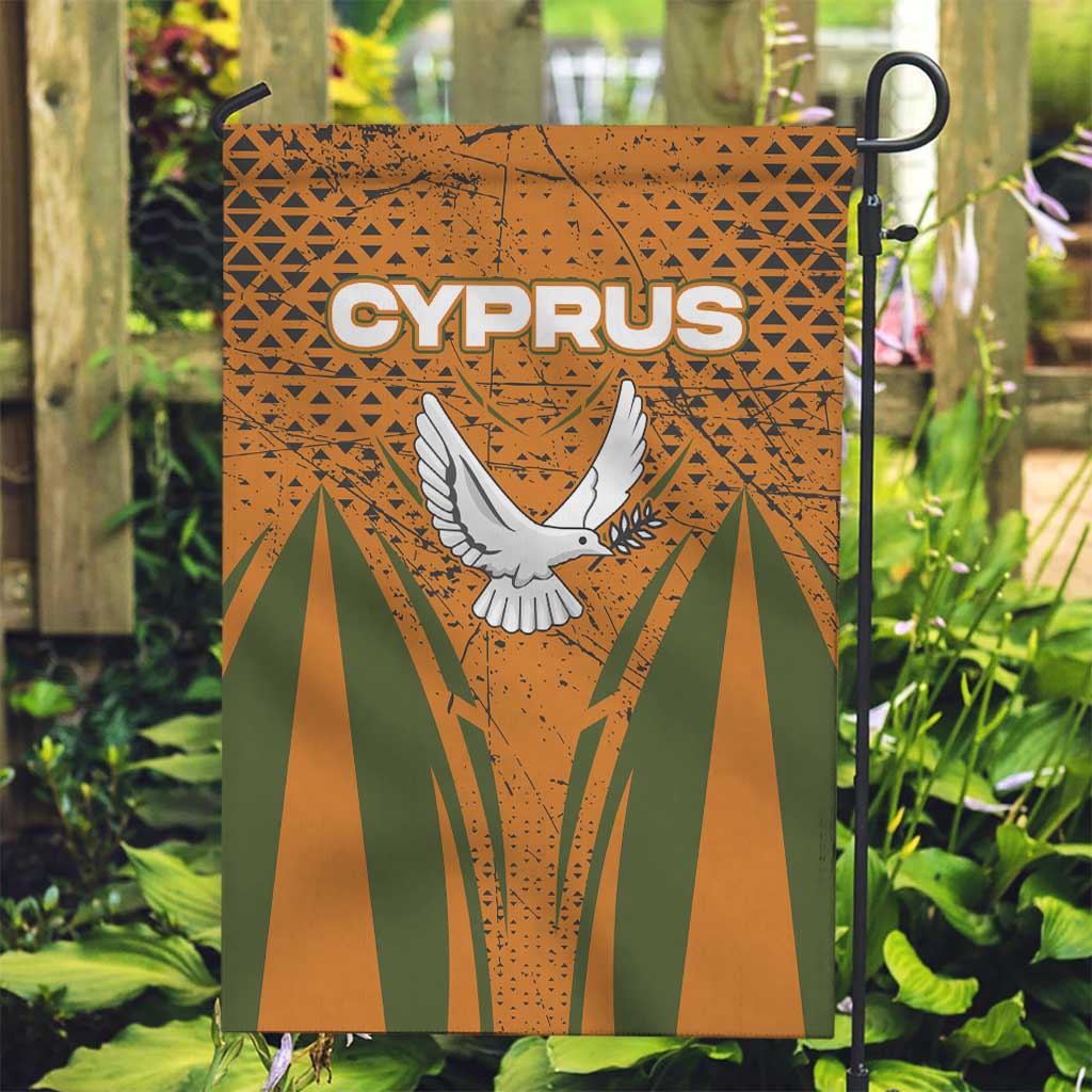 Cyprus Garden Flag with Orange Green Grunge Design and Peace Dove Emblem - Wonder Print Shop