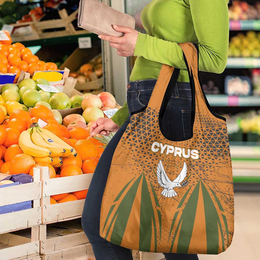 Cyprus Grocery Bag with Orange Green Grunge Design and Peace Dove Emblem - Wonder Print Shop