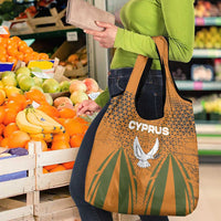 Cyprus Grocery Bag with Orange Green Grunge Design and Peace Dove Emblem - Wonder Print Shop