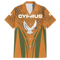 Cyprus Hawaiian Shirt with Orange Green Grunge Design and Peace Dove Emblem - Wonder Print Shop