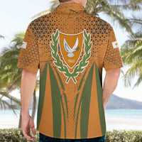 Cyprus Hawaiian Shirt with Orange Green Grunge Design and Peace Dove Emblem - Wonder Print Shop