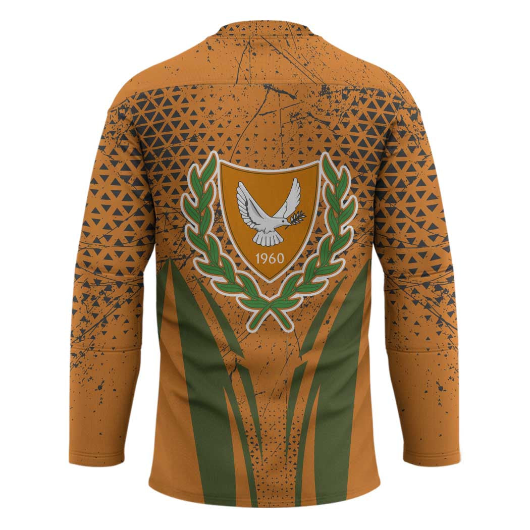 Cyprus Hockey Jersey with Orange Green Grunge Design and Peace Dove Emblem - Wonder Print Shop