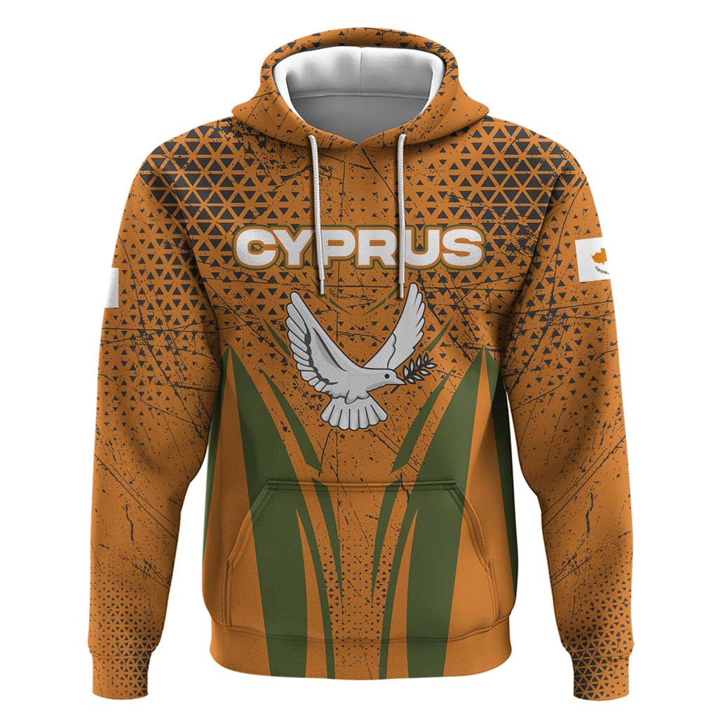 Cyprus Hoodie with Orange Green Grunge Design and Peace Dove Emblem - Wonder Print Shop