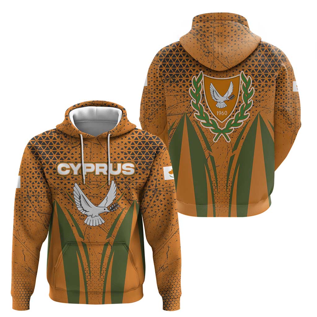 Cyprus Hoodie with Orange Green Grunge Design and Peace Dove Emblem - Wonder Print Shop