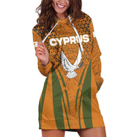 Cyprus Hoodie Dress with Orange Green Grunge Design and Peace Dove Emblem - Wonder Print Shop