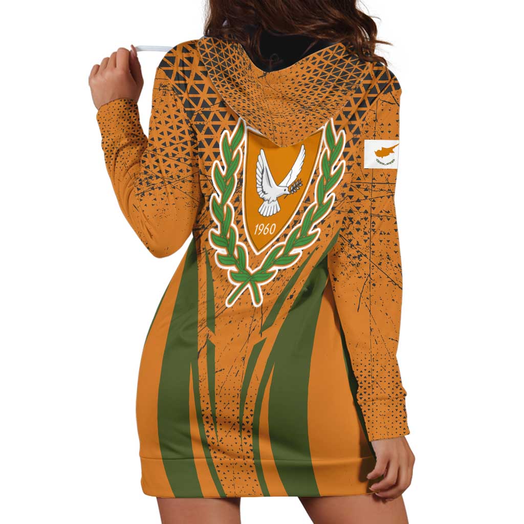 Cyprus Hoodie Dress with Orange Green Grunge Design and Peace Dove Emblem - Wonder Print Shop