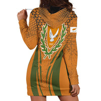 Cyprus Hoodie Dress with Orange Green Grunge Design and Peace Dove Emblem - Wonder Print Shop