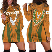 Cyprus Hoodie Dress with Orange Green Grunge Design and Peace Dove Emblem - Wonder Print Shop