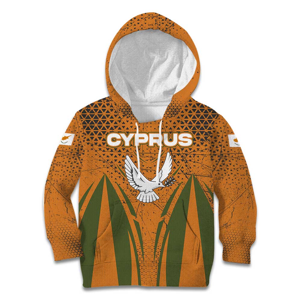 Cyprus Kid Hoodie with Orange Green Grunge Design and Peace Dove Emblem - Wonder Print Shop