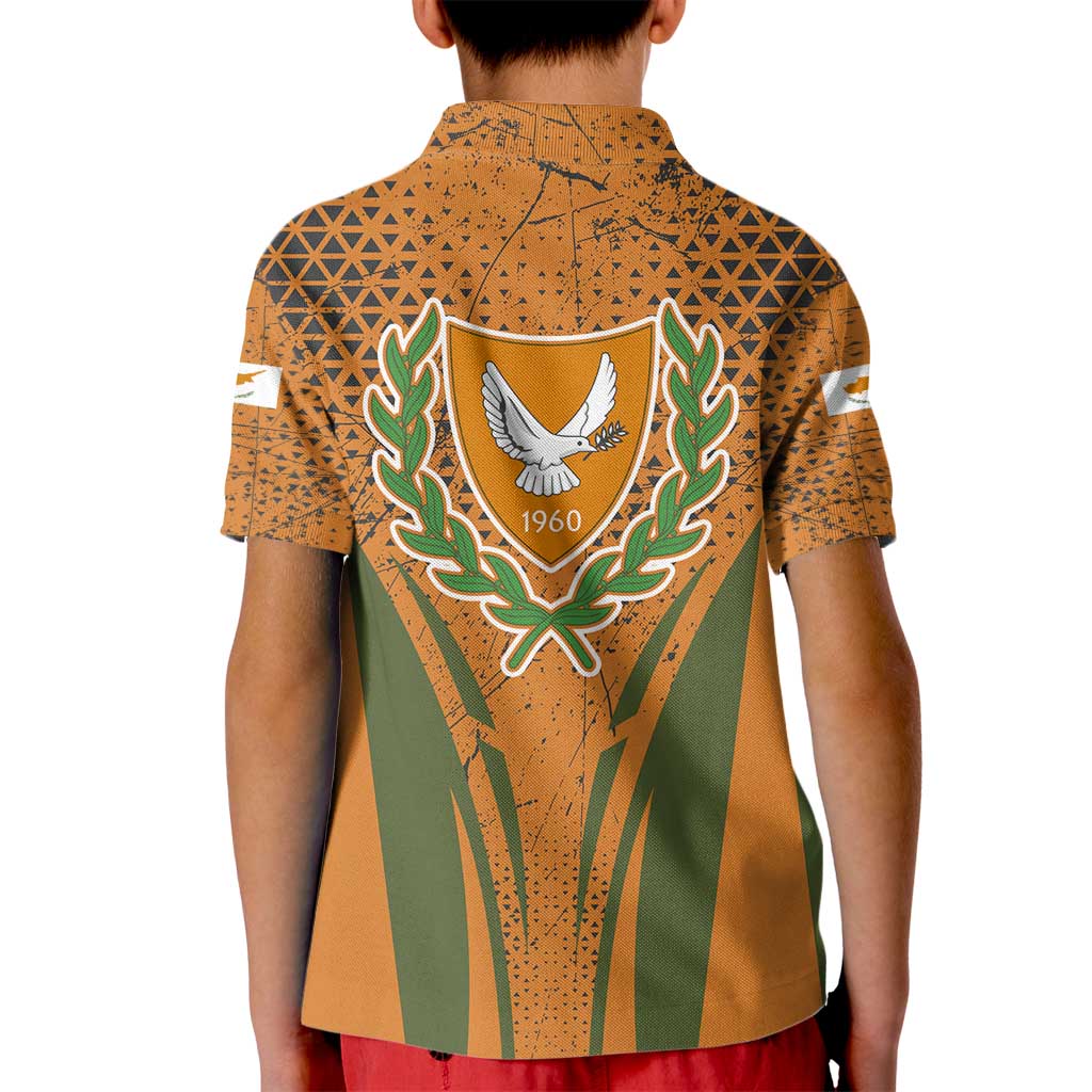 Cyprus Kid Polo Shirt with Orange Green Grunge Design and Peace Dove Emblem - Wonder Print Shop