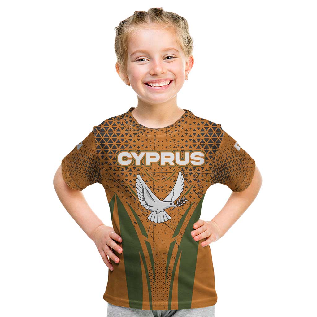 Cyprus Kid T Shirt with Orange Green Grunge Design and Peace Dove Emblem - Wonder Print Shop