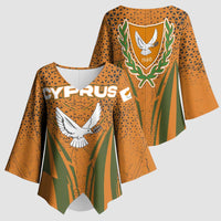 Cyprus Kimono Sleeve Blouse with Orange Green Grunge Design and Peace Dove Emblem - Wonder Print Shop
