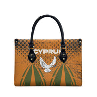 Cyprus Leather Bag with Orange Green Grunge Design and Peace Dove Emblem - Wonder Print Shop
