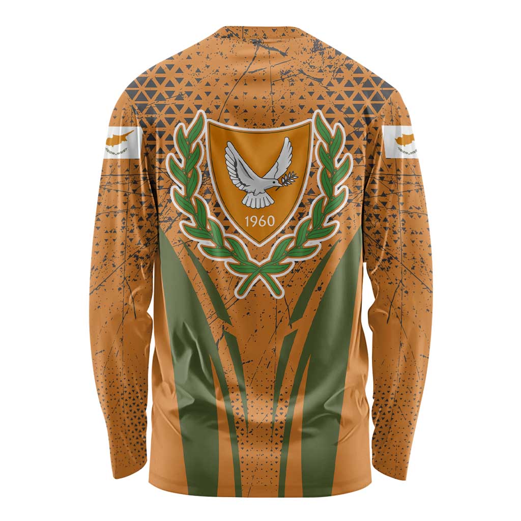 Cyprus Long Sleeve Shirt with Orange Green Grunge Design and Peace Dove Emblem - Wonder Print Shop