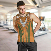 Cyprus Men Tank Top with Orange Green Grunge Design and Peace Dove Emblem - Wonder Print Shop