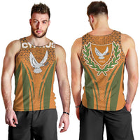 Cyprus Men Tank Top with Orange Green Grunge Design and Peace Dove Emblem - Wonder Print Shop