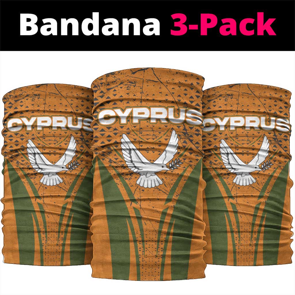 Cyprus Neck Gaiter with Orange Green Grunge Design and Peace Dove Emblem TS04